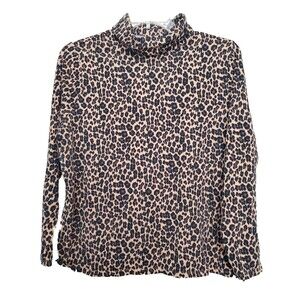 Talbots Plus Cotton Blend Animal Print Long Sleeve Turtleneck Shirt Size 2X